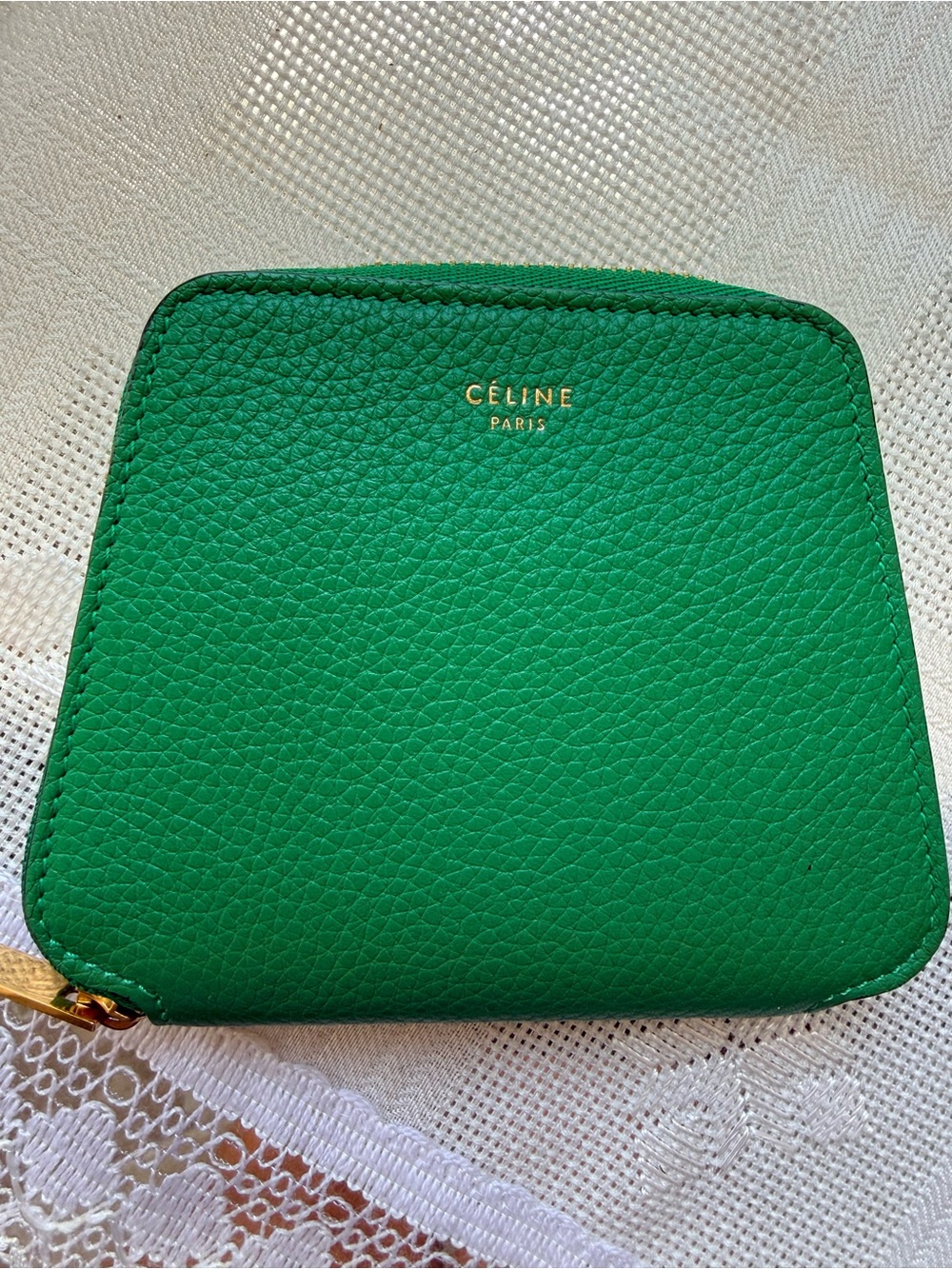 CELINE Trapeze Coin/Card Wallet Green